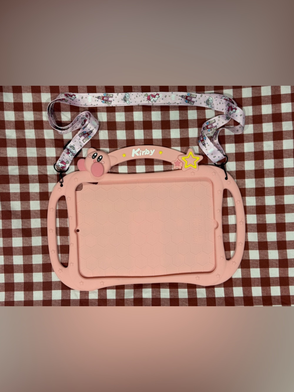 New I Pad Kirby Silicone Tablet Case with Lanyard